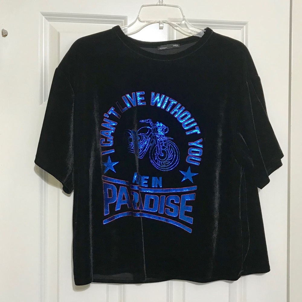 Zara Velvet Tee/ Size M - Picture 1 of 5